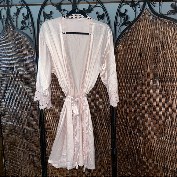 Other - Pink faux silk and lace robe